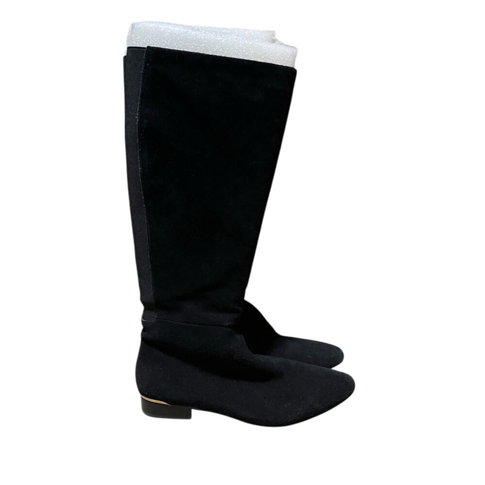 GILI Womens Size 8.5 Black Leather Suede Tall Shaft Chandra Stretch Zip Boot